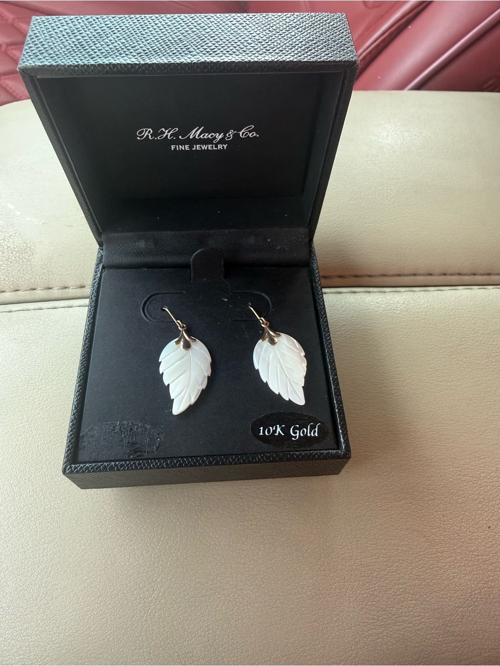 10k Yellow Gold MOP Feather Earrings